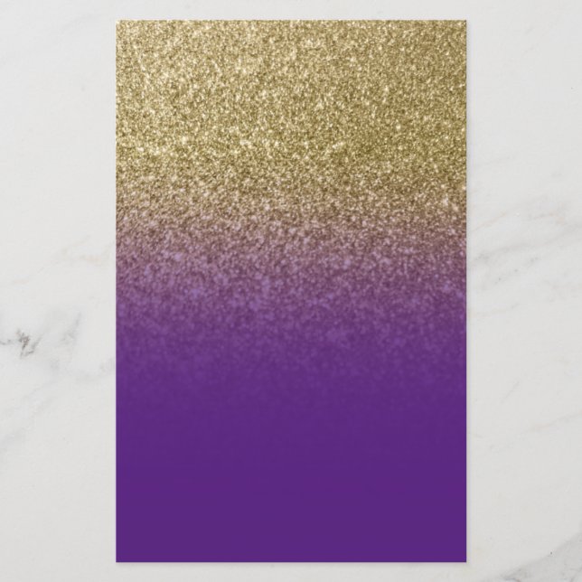 Papeterie Paillettes dégradé or violet royal (Devant)