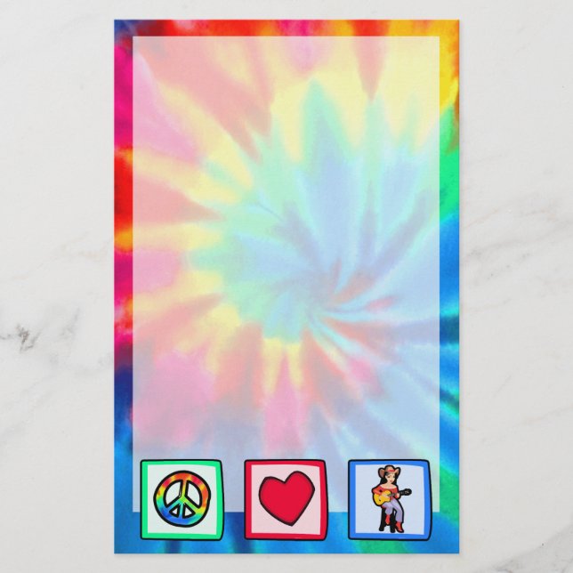 Papeterie Paix, amour, musique country (Devant)