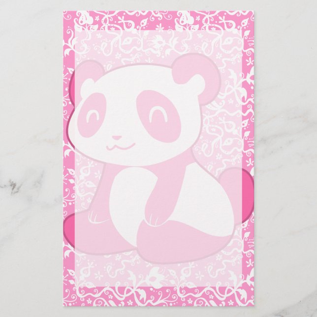 Papeterie Panda rose de bande dessinée (Devant)