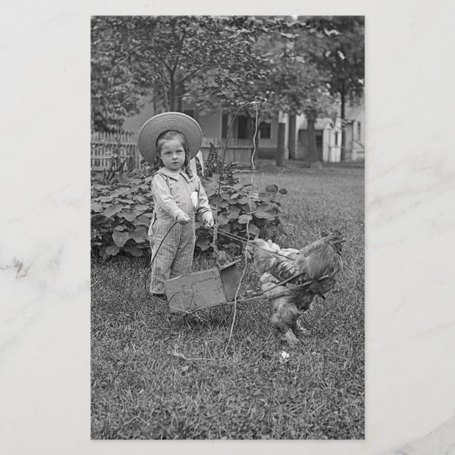 Papeterie Panier à coq adorable des années 1880 dans le jard (Devant)