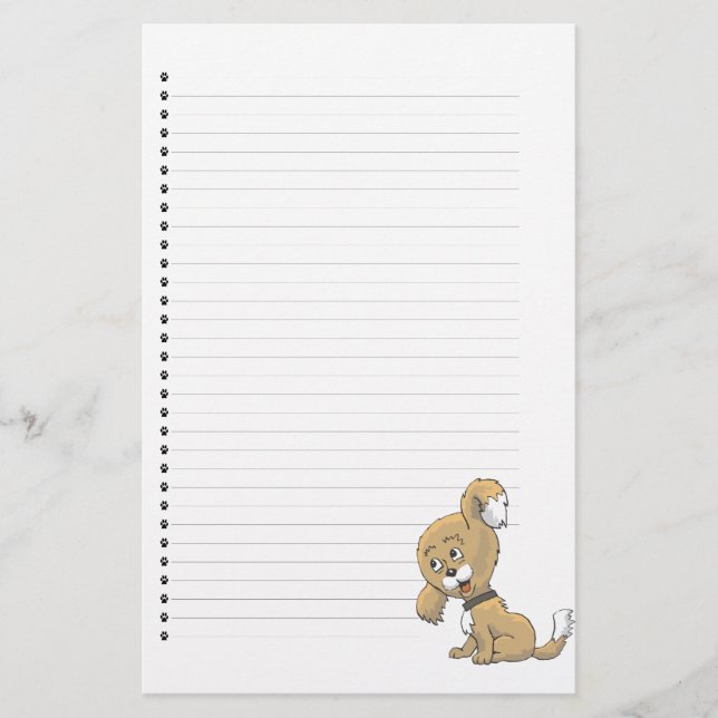 Papeterie Papier à lettres adorable avec chiot (Devant)