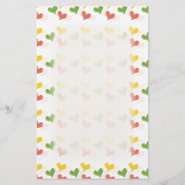 Papeterie Papier à lettres aux coeurs colorés (Devant)