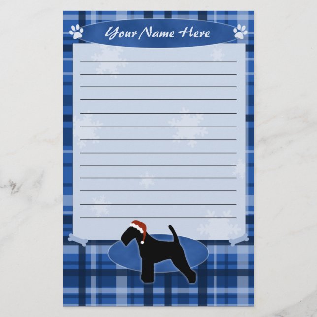 Papeterie Papier à lettres Blue Christmas Welsh Terrier (Devant)