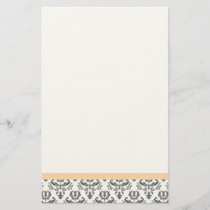 Papeterie Papier à lettres Damas blanc et gris