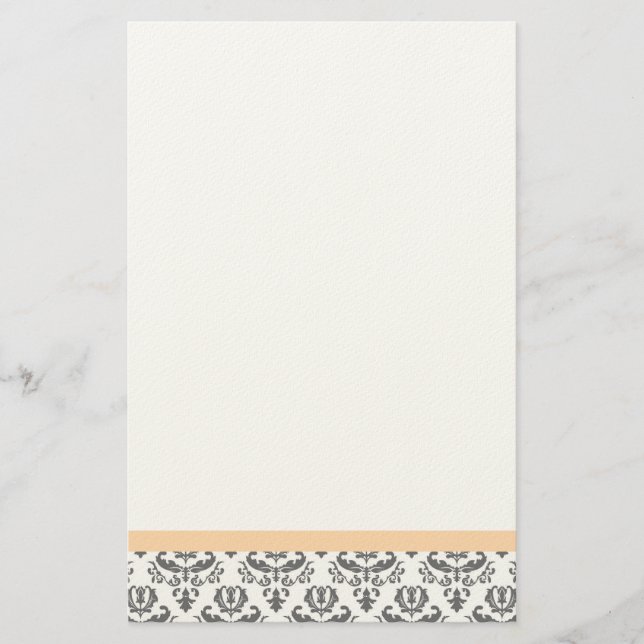 Papeterie Papier à lettres Damas blanc et gris (Devant)