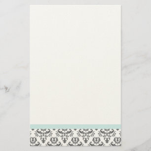 Papeterie Papier à lettres Damas blanc et gris