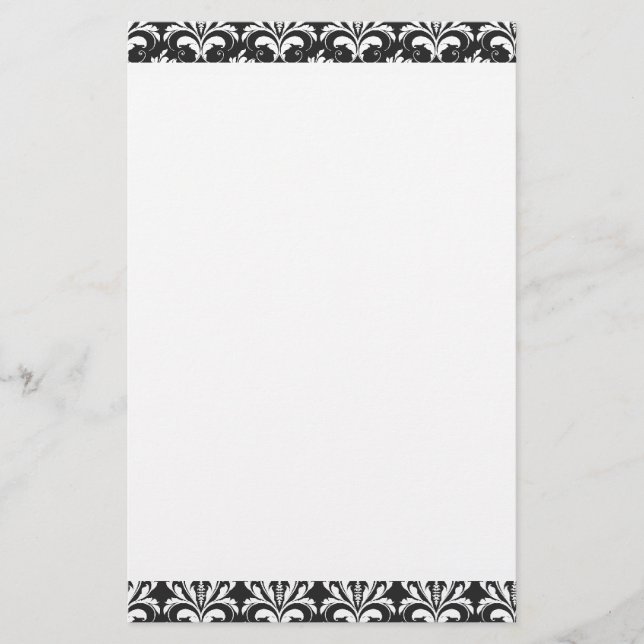 Papeterie Papier à lettres Damas noir et blanc (Devant)