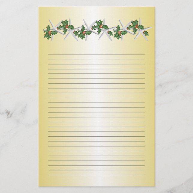 Papeterie Papier à lettres doré de Noël tropical (Devant)
