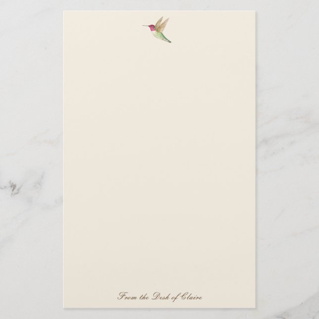 Papeterie Papier à lettres Ecru Hummingbird (Devant)