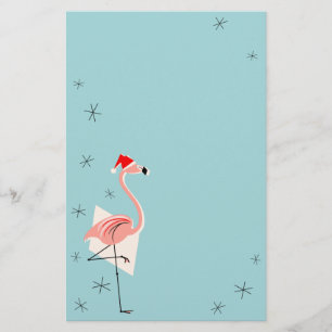 Papeterie Papier à lettres Flamant rose Père Noël Blue