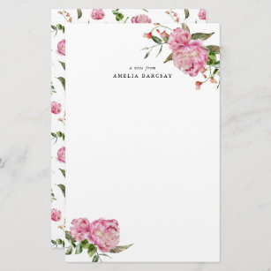 Papeterie Papier à lettres floral rose Peony