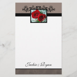 Papeterie Papier à lettres Formal Rouge Roses Coeur Amour