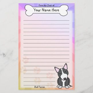 Papeterie Papier à lettres Kawaii noir et blanc Bull Terrier