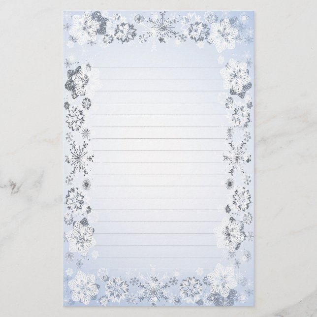 Papeterie Papier à lettres ligné à flocons de neige (Devant)