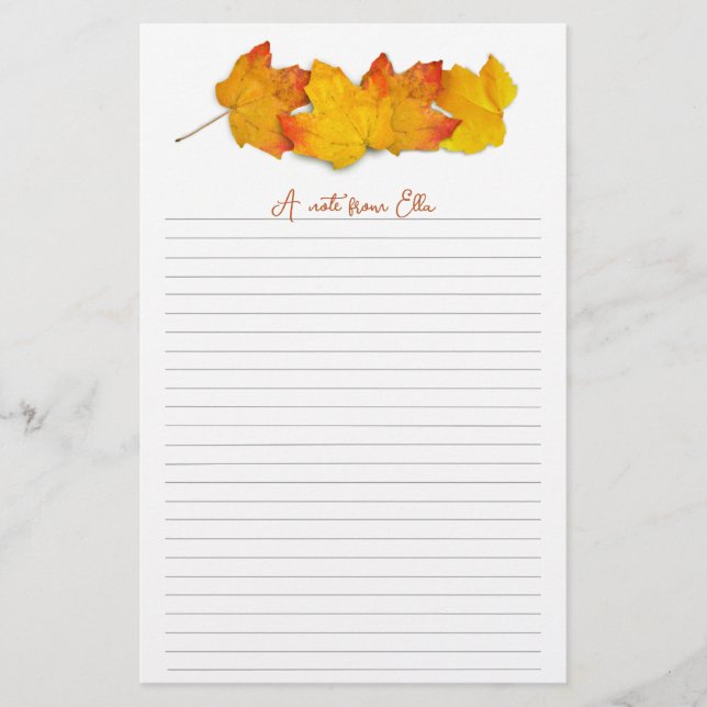 Papeterie Papier à lettres ligné avec bordure de feuille d'é (Devant)