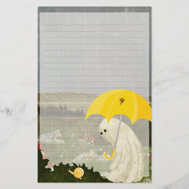 Papeterie Papier à lettres ligné avec un fantôme mignon - Fa (Devant)