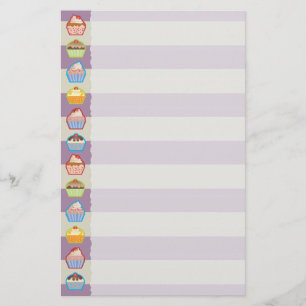 Papeterie Papier à lettres Lotsa Cupcakes Purple Stripes