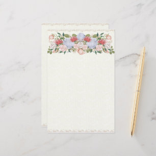 Papeterie Papier à lettres Lotus, Hydrangea et Rose Floral H