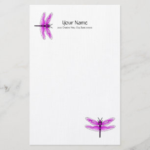 Papeterie Papier à lettres Magenta Dragonfly Linen