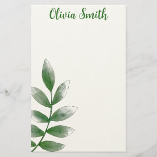 Papeterie Papier à lettres minimaliste feuilles vertes
