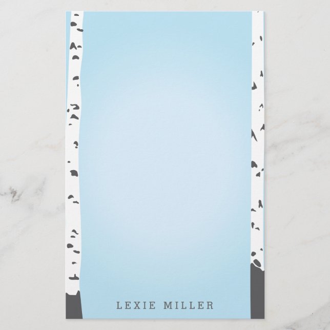 Papeterie Papier à lettres moderne en bois bleu (Devant)