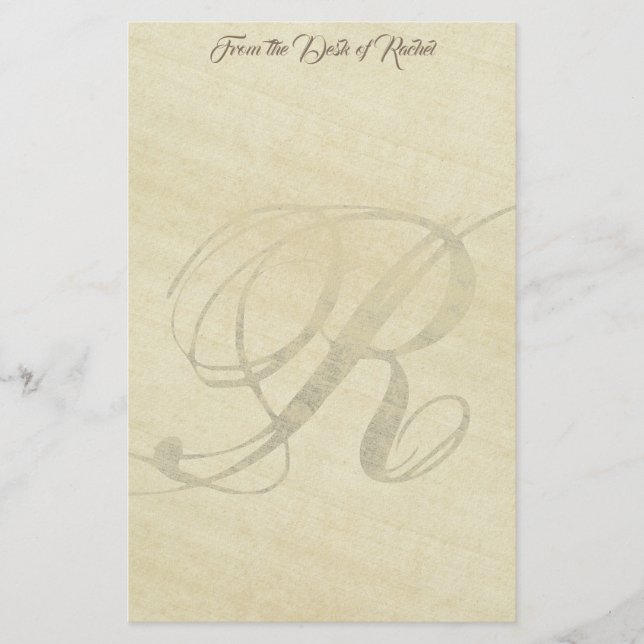 Papeterie Papier à lettres monogramme R Faux Rice (Devant)