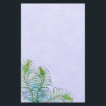 Papeterie Papier à lettres Peacock Bleu Indien<br><div class="desc">Design d'art original de plumes exotiques indiennes de paon par l'artiste Carolyn McFann de Two Purring Cats Studio imprimé sur des articles de papeterie de qualité et personnalisables pour les fans de plume paon.</div>