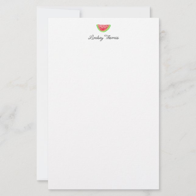 Papeterie Papier à lettres personnalisé avec pastèque mignon (Devant)