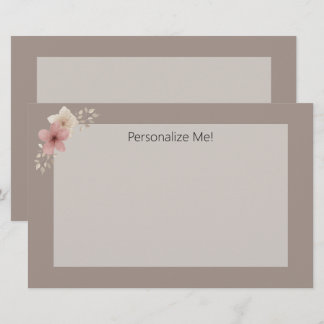 Papeterie Papier à lettres personnalisé couleur et rose flor