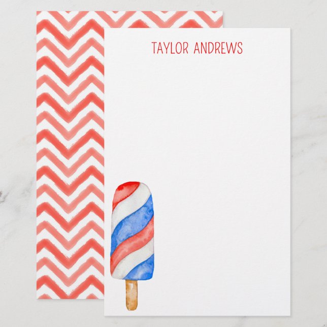 Papeterie Papier à lettres personnalisé Watercolor Popsicle (Devant / Derrière)