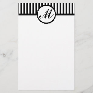 Papeterie Papier à lettres personnalisées en noir blanc rayé