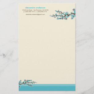Papeterie Papier à lettres personnalisés en fleurs de ceri