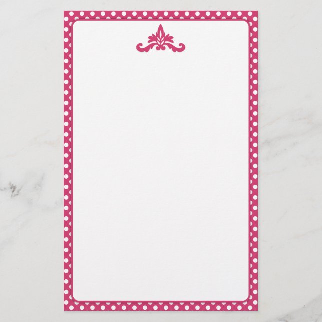 Papeterie Papier à lettres Polka rose et blanc (Devant)