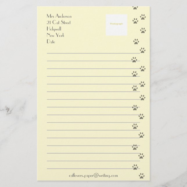 Papeterie Papier à lettres pour des amoureux de les chats (Devant)