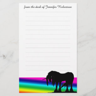 Papeterie Papier à lettres Rainbow Unicorn avec lignes