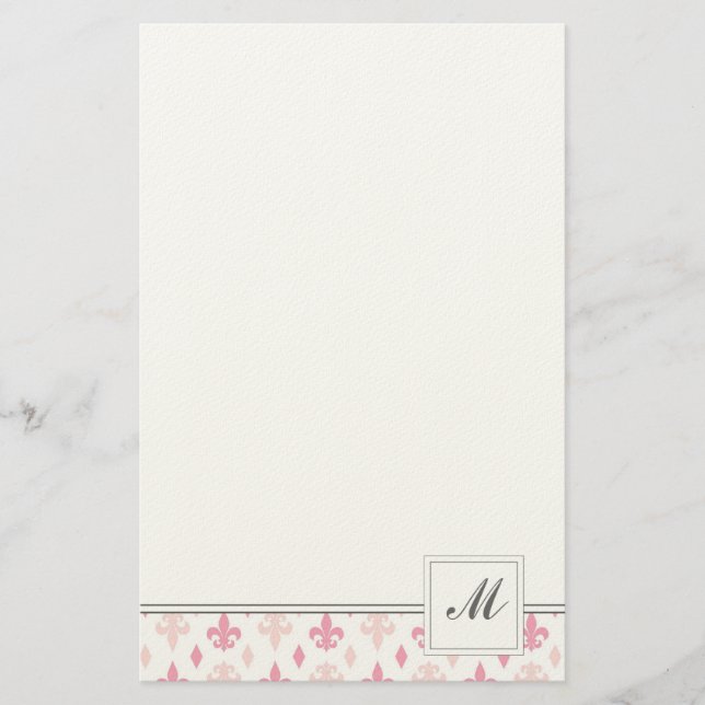 Papeterie Papier à lettres rose Fleur de Lis (Devant)