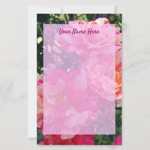 Papeterie Papier à lettres Rose rayé rose et blanc modifiabl