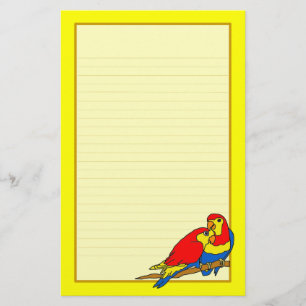 Papeterie Papier à lettres rouge bleu jaune Inséparables