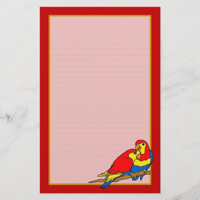 Papeterie Papier à lettres rouge bleu jaune Inséparables (Devant)