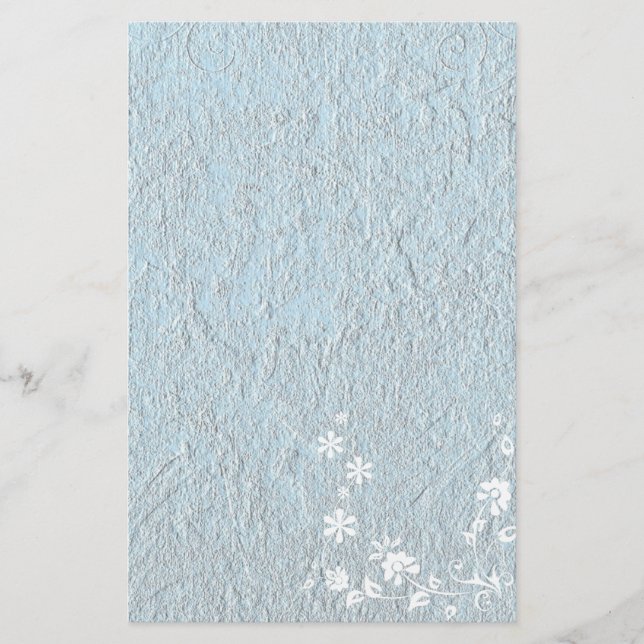 Papeterie Papier à lettres vieux papier bleu blanc floral (Devant)