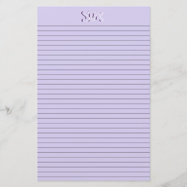 Papeterie Papier à lettres violet Monogramme lignes optionne (Devant)