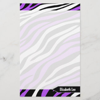 Papeterie Papier à lettres Zebra Print Purple Mix Personnali