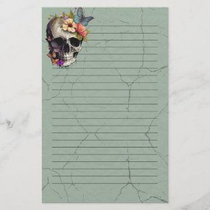 Papeterie Papier à motifs crâne - Papier à lettres vert