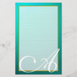 Papeterie Papier à papier à étaux turquoises Monogramme Aqua