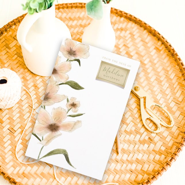 Papeterie Papier à papier à papier à papier à monographie fl (Shabby Chic monogram name wildflower vintage floral stamp stationery paper with script typography)