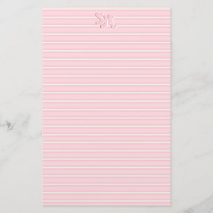 Papeterie Papier à papier à rayures rose et blanc Monogramme