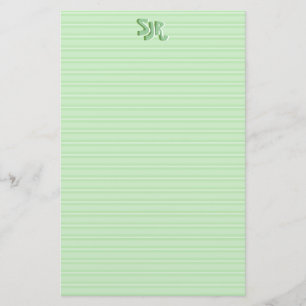Papeterie Papier à papier à rayures vert et blanc Monogramme