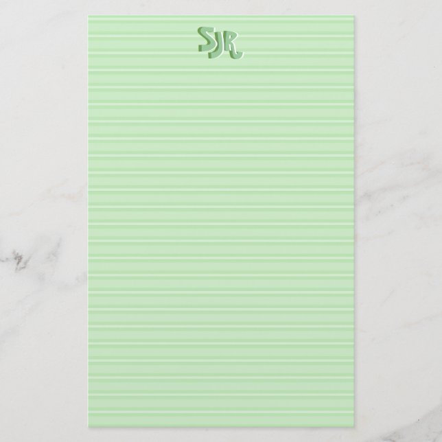 Papeterie Papier à papier à rayures vert et blanc Monogramme (Devant)