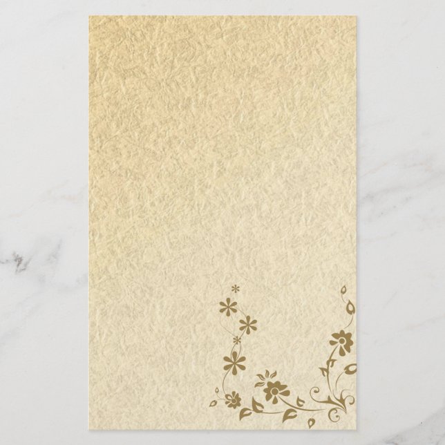 Papeterie Papier Ancien Fleur Or (Devant)