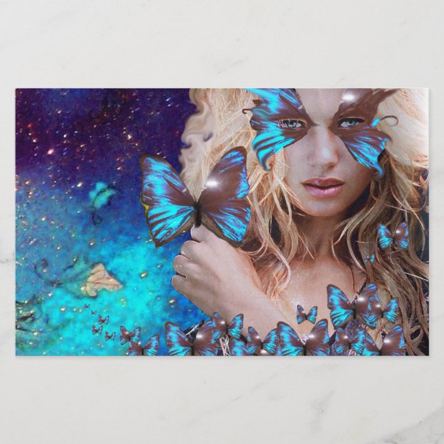 Papeterie Papier BLEU PAPILLON DOUX SEIZE ANS FÊTE (Devant)